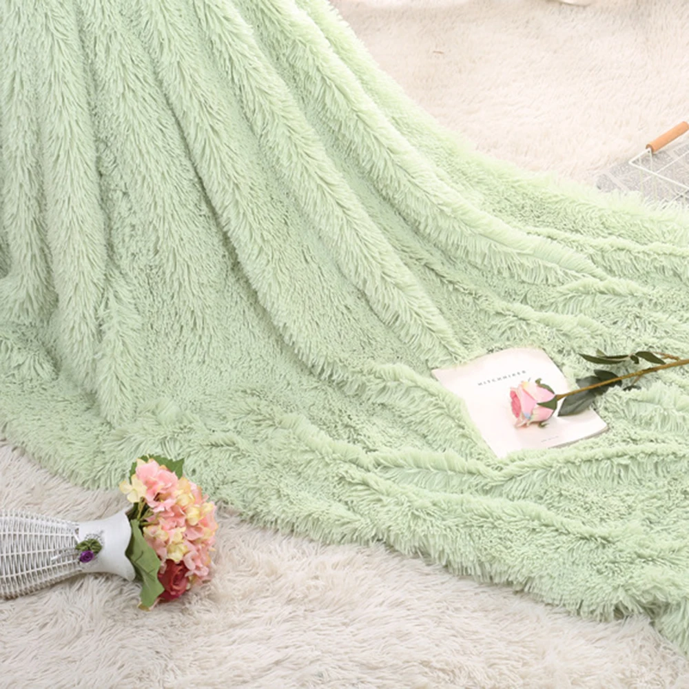 Nordic Super Soft Shaggy Fur Plush Blanket Fuzzy Cozy With Fluffy Sherpa Throw Blankets Bed Sofa Double-deck Coral Gift | Дом и сад