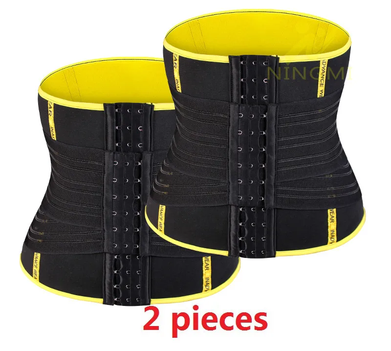 black 2 pieces NINGMI пояс для похудения, пояс для живота, мужской тренажер для талии, Корректирующее белье из неопрена для сауны, Утягивающее нижнее белье, корсет для талии - Цвет: black 2 pieces