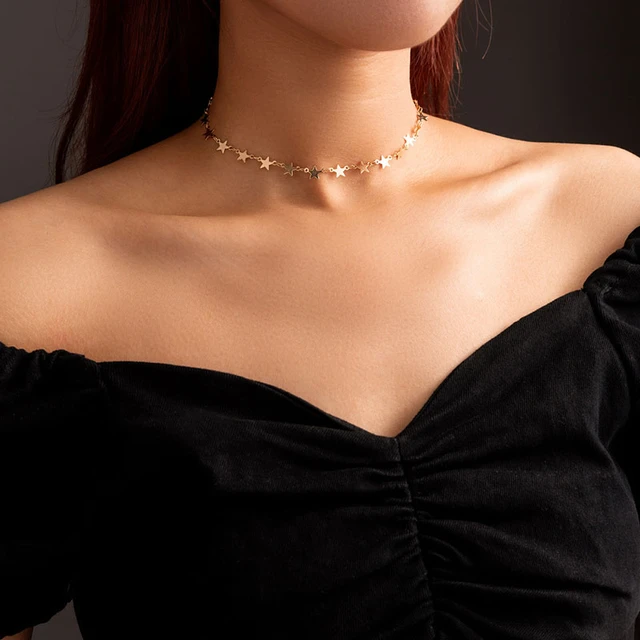 Gold Star Choker Necklace Outer Banks Sarah Cameron Necklace Chain Dai