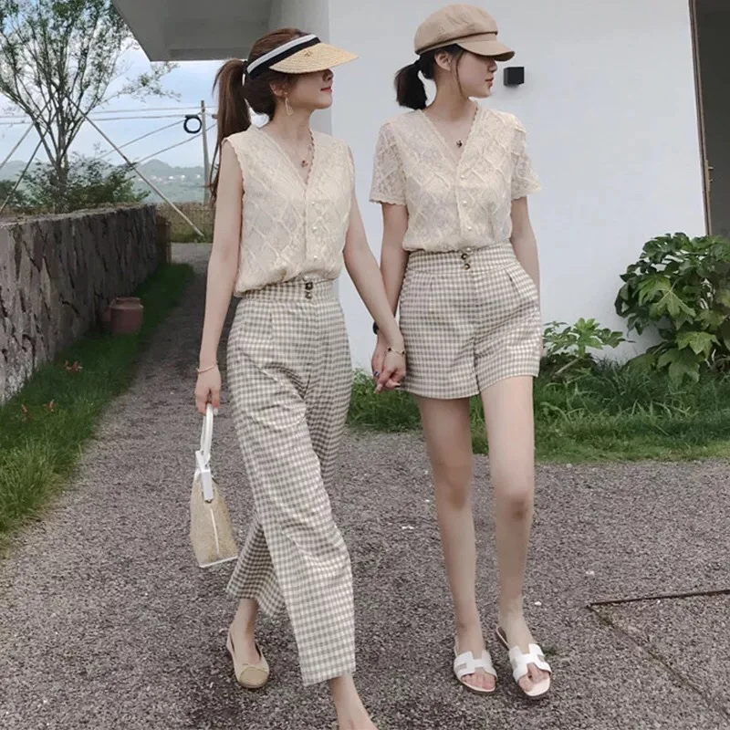 

Autumn BF Late Evening Breeze Playful Mori Girl Line Hong Kong Flavor Slimming Immortal Girlfriends Network Red Loose Pants Two-