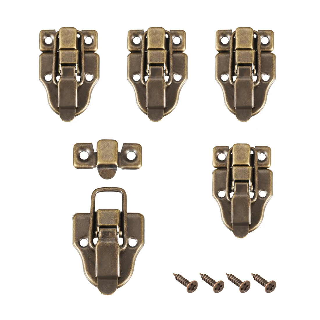 

uxcell Box Latch, 61mm x 40mm Retro Style Decorative Hasp Jewelry cases Catch w Screws 5 pcs