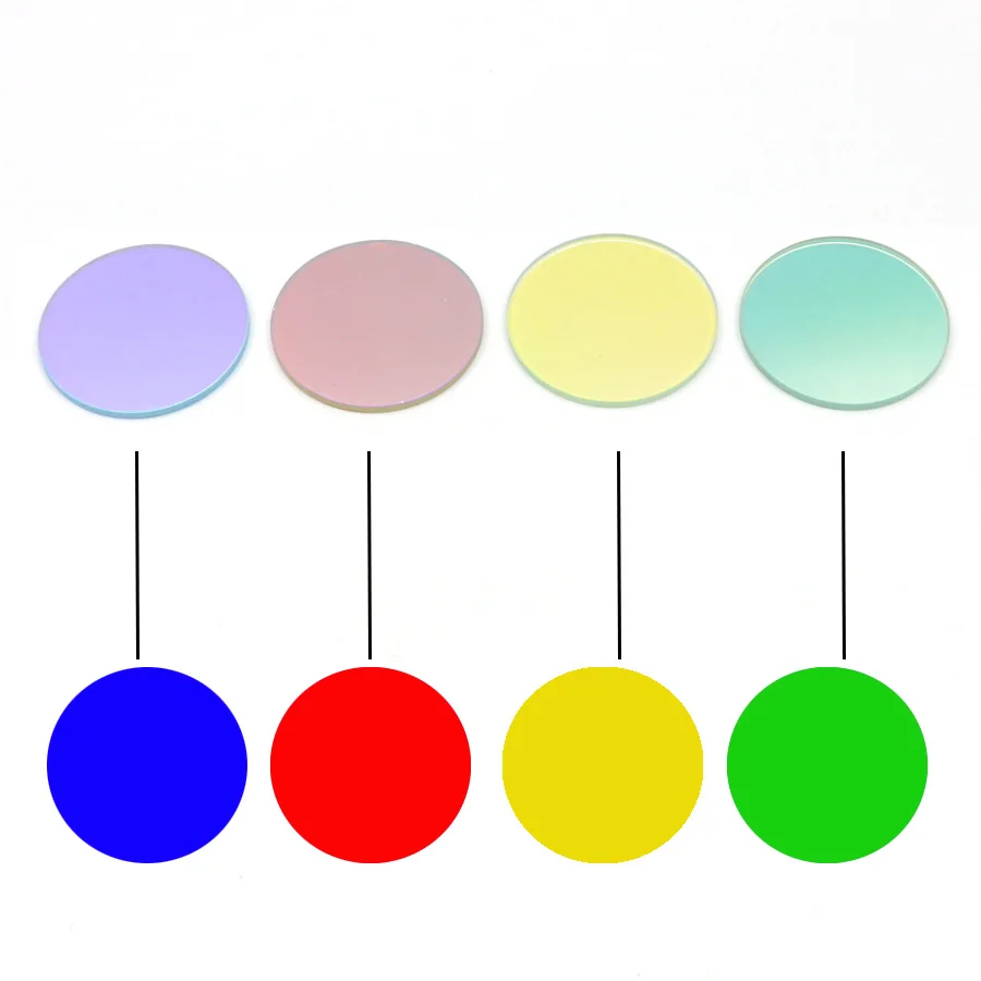 Зеленый/желтый/красный/синий цвет 41,8x2,0 мм оптическое стекло с покрытием для C8/C12 фонарик 1 шт