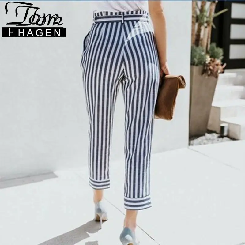 Шаровары женские шифоновые в полоску повседневные красные офисные брюки клетку