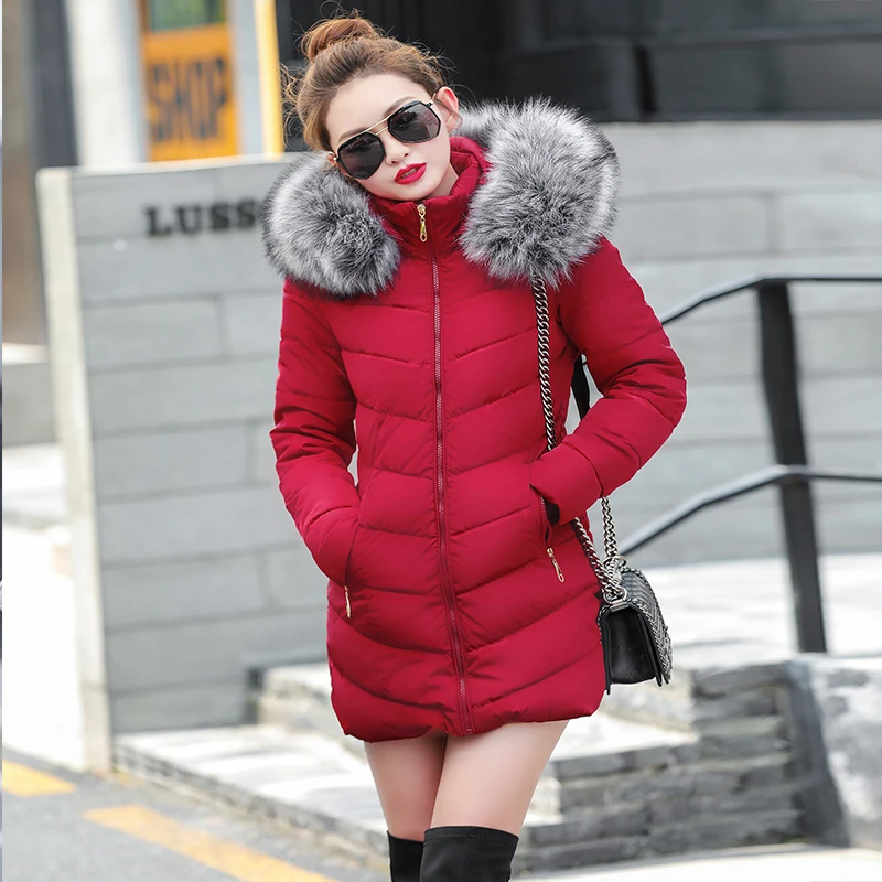 Chaqueta de Invierno para mujer, Parkas cálidas con capucha, cuello de piel  sintética grande XXXL, 8 colores, 2019|Parkas| - AliExpress