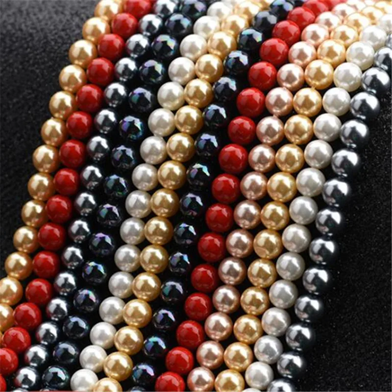 6/8/10/12mm Shell Mixed color Pearl Beads Suitable For Making Necklace Bracelets Various DIY High Quality Jewelry Delicate | Украшения и