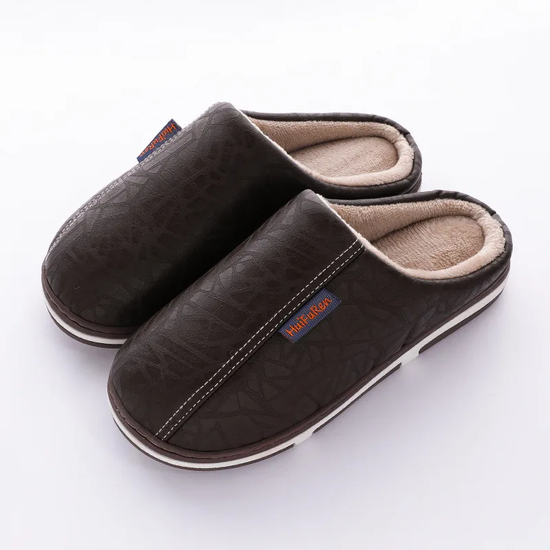 

Winter slipper for men leather slippers men's soft indoor shoes non-slip shoes male home goods cosiness plush slippers