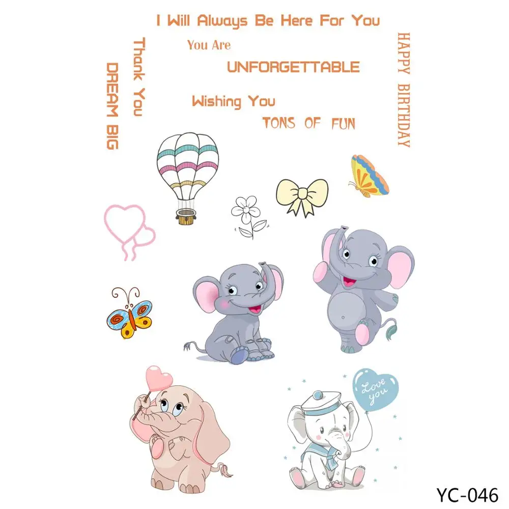 AZSG Cartoon Style Cute Elephant Clear Stamps/seals For DIY Scrapbooking/Card Making/Album Decorative Silicon Stamp Crafts | Дом и сад