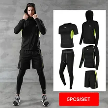 5 шт./компл. мужской спортивный костюм компрессионный комплект для фитнеса спортивный костюм Одежда для бега спортивная одежда упражнения тренировка колготки брюки