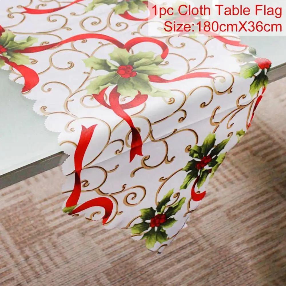 Table Runner 02 Huiran, Веселый новогодний фартук, Санта-Клаус, рождественские украшения для дома, Navidad, счастливый год, Рождество, кухня Noel - Цвет: Table Runner 02