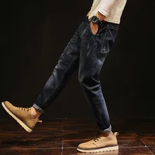 Осенне-зимние штаны-шаровары, мужские популярные брендовые джинсы, обтягивающие штаны в японском ретро стиле для подростков, свободные и большие размеры