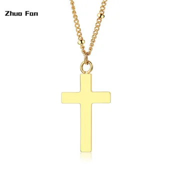 

2020 New Original Trend European Style Stainless Steel Cross Double Necklace Gold Ladies Necklace Free package mail