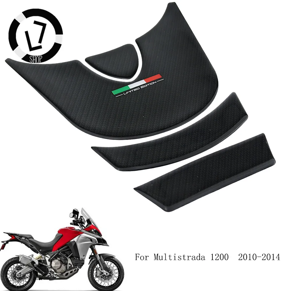 Подходит для forDucati Multistrada 1200 2010 11 12 13 14 Танк 3D защитный гель углеродное волокно