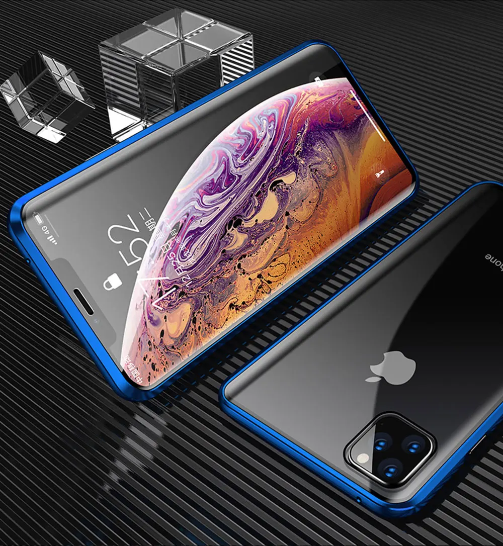 Магнитный чехол для Iphone 11 Pro Max, двусторонний чехол из закаленного стекла, прозрачный чехол для Iphone 11 Pro, чехол для телефона