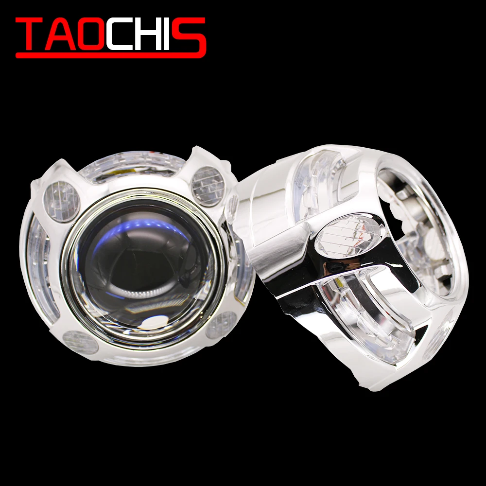 

TAOCHIS YT106 3.0 inches bi xenon projector lens shroud LED DRL JG car headlights chrome angel eyes white red blue yellow color