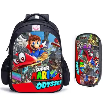 

16 Inch Mario Bros Sonic Children School Bags Orthopedic Backpack Kids School Boys Girls Mochila Infantil Cartoon Bags