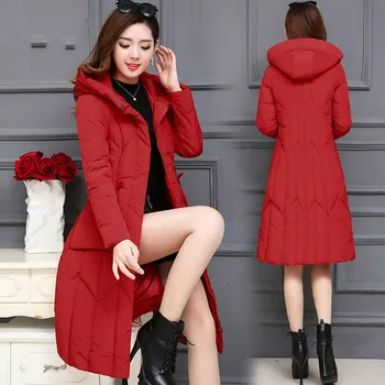 

2020 Winter Warm Jacket Women Long Thick Warm Parkas Female Fashion Slim Solid Hooded Cotton Causal Padded New Coats W321