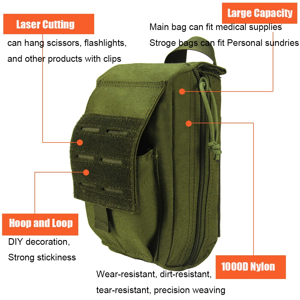 1000D Nylon Tactical Molle First Aid Kit Survival Bag Emergency Pouch Military Outdoor Travel Waist Pack Camping Lifesaving Case