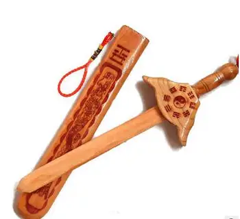 

Mahogany wood dragon seven cinnabar peach wood Sword Pendant ornaments auspicious gift crafts ZZ