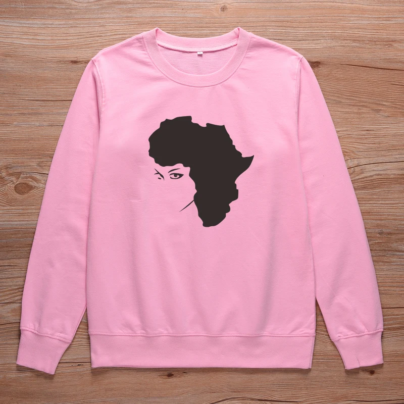 ONSEME Afro Lady Graphic Sweatshirts Unisex Africa Map Print Hoodies Women Streetwear Melanin Crewn