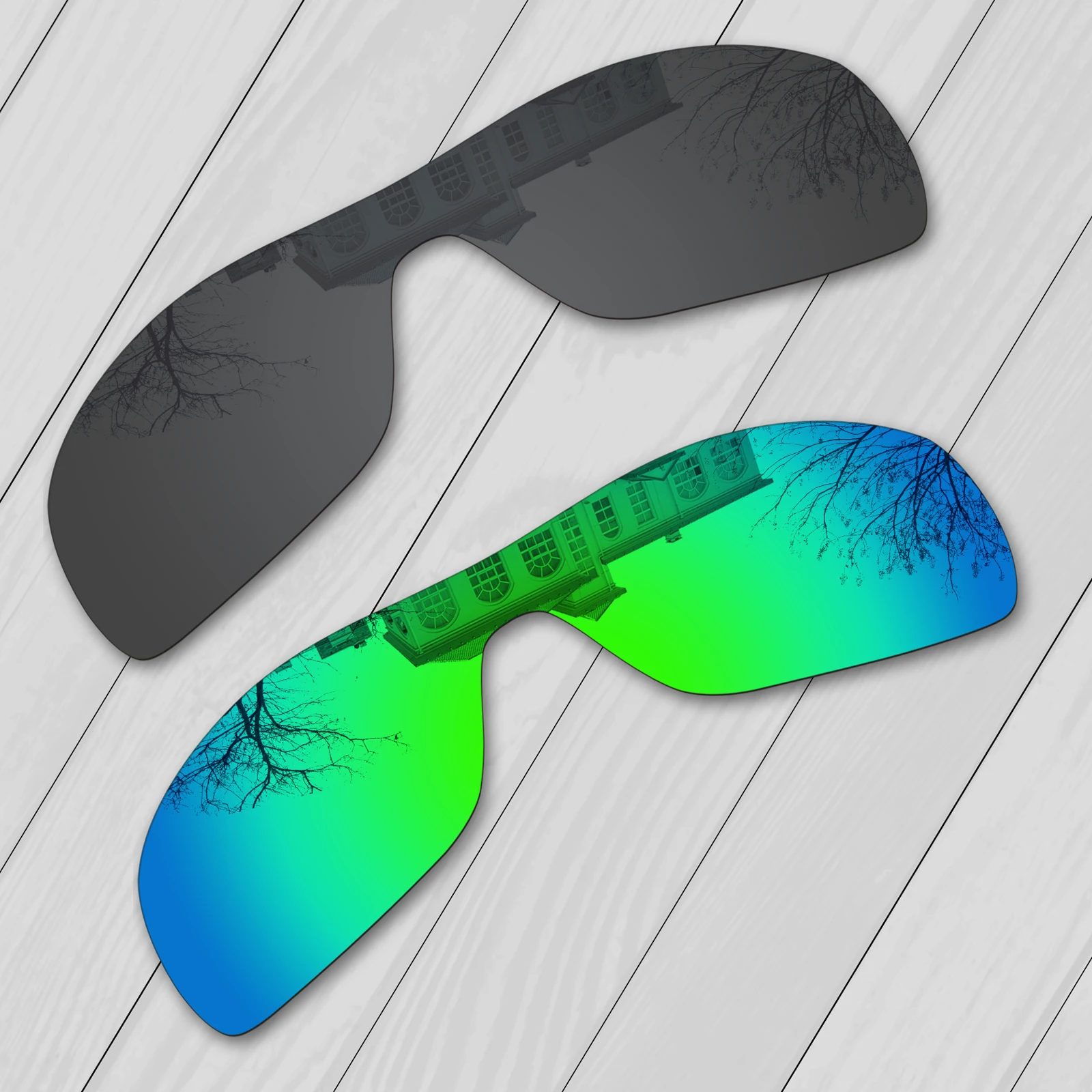 E.O.S 2 Pieces Black &amp Emerald Green Polarized Replacement Lenses for Oakley Oil Rig Sunglasses | Аксессуары для одежды