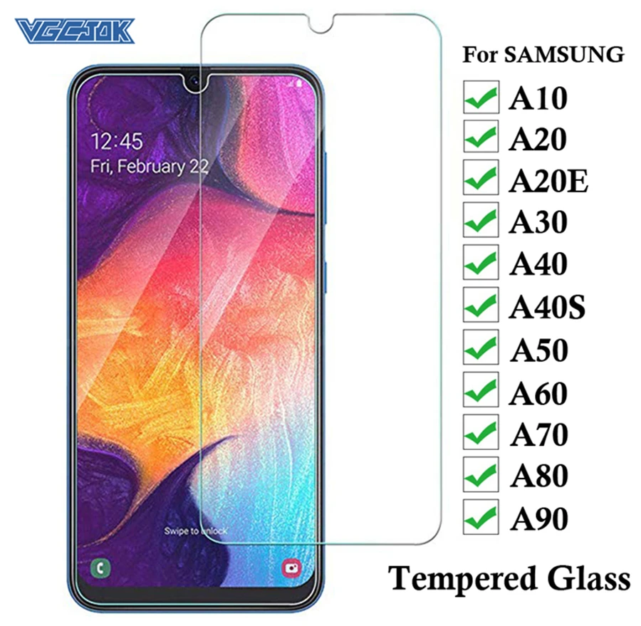 Защитное стекло 9H для samsung Galaxy A10 A20 A20E A30 A40 A40S A50 A60 A70 A80 A90 из закаленного стекла