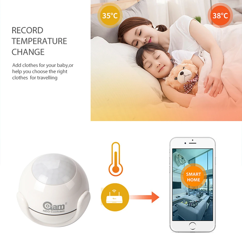 NEO COOLCAM Z-wave PIR Motion Sensor Detector Home Automation Alarm System Motion Alarm Compatible with Z wave 300 500 series