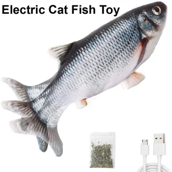 

Cat Fisher Toy Catnip Chew Bite Electric Flopping Pet Fish Toys for Cat, Kitten, Kitty