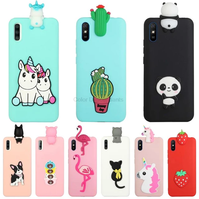 Funda 3D para Xiaomi Redmi 9A, carcasa de silicona TPU suave con dibujos de  unicornios para