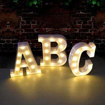 

1PC LED Letter Night Light Alphabet Number Heart Plastic LED Light for Valentines Day Ornament Wedding Birthday Party Decoration
