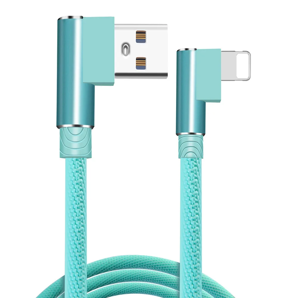 OneVan Micro USB кабель для телефона зарядный шнур 90 градусов локоть 2.4A Быстрый usb type C провод для Iphone 7 6S Android samsung телефон - Цвет: Green For IOS