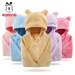 Милое Bobdog мягкое банное полотенце для малышей, детский банный халат, детское одеяло с капюшоном и медвежьими ушками, плащ для