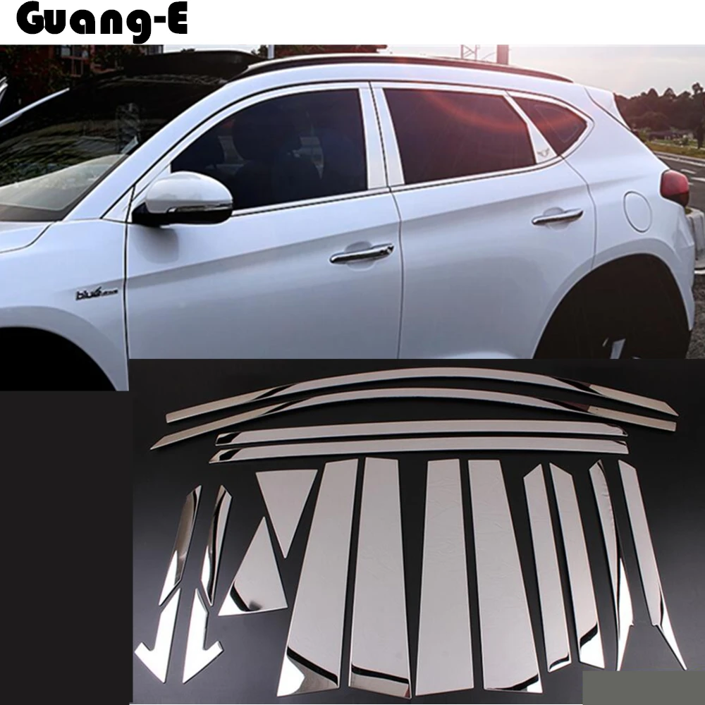 Для hyundai Tucson Автомобильная липучка из нержавеющей стали Стекло окно декоративная подушка средняя стойка полосы отделка панели 8 шт