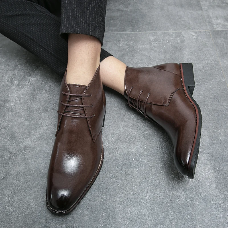 Men Leather Boots Pointed Casual Shoes Ankle Boots Size 38-48 men leather boots,men pointed toe boots