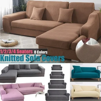 

Universal 1/2/3/4 Seater Knitted Couch Slipcover Elastic Non-slip Sofa Cover Furniture Chair Sofa Protector Cover