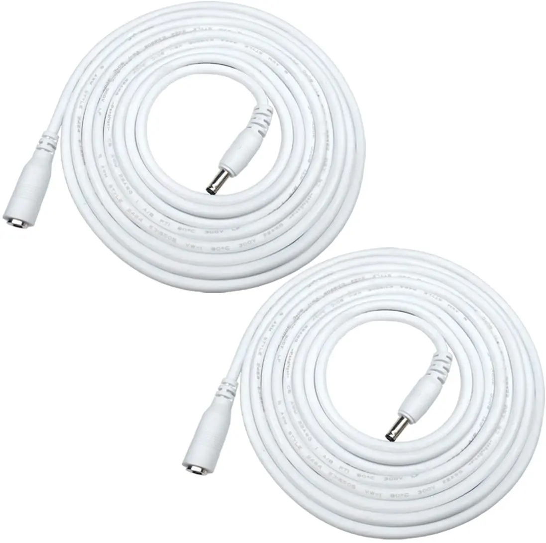 dc 3.5*1.35mm Male to Female Jack DC 5V Plug Extension Cord 5m for DC Power Adapter CCTV Security Camera 2pcs 5m/16.4Feet