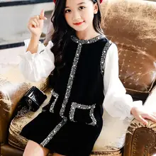 Платья для больших девочек от 3 до 12 лет коллекция года, Осеннее детское платье с длинными рукавами милые платья для принцессы подростковая одежда Одежда для девочек