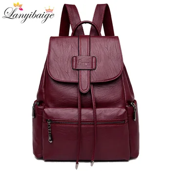 

2019 New Women Backpack High Quality Leather School Bag For Lady Large Capacity Female Travel Backpack Casual Shoulder Bags
