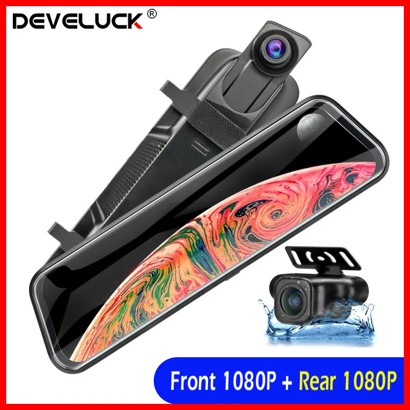 

HD 1080P Mirror Car DVR Stream Media Touch Screen ADAS Car Camera 10'' Dash Cam Rear View Camera Parking Monitor Recorder
