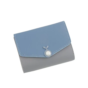 

Women Wallets Three-fold Coin Purse Short Flower Exquisite Ladies Wallet Fashion Mini Snap Closure Solid Color Card Pack