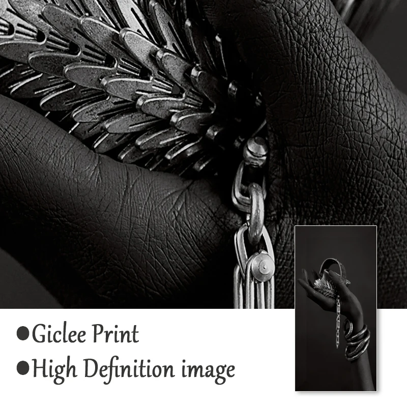 African Woman Posters and Prints Wall Art Black Hands Holding Silver Jewelry Canvas Painting Wall Pictures For Living Room Decor