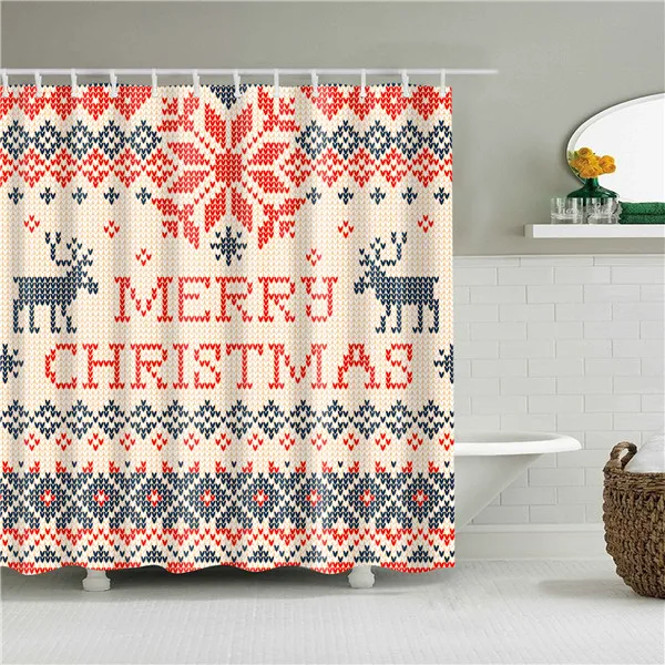 Merry Christmas занавеска для душа s занавеска для ванной комнаты Frabic водонепроницаемый полиэстер Снеговик Снежинка занавеска с крючками для ванной комнаты - Цвет: 14