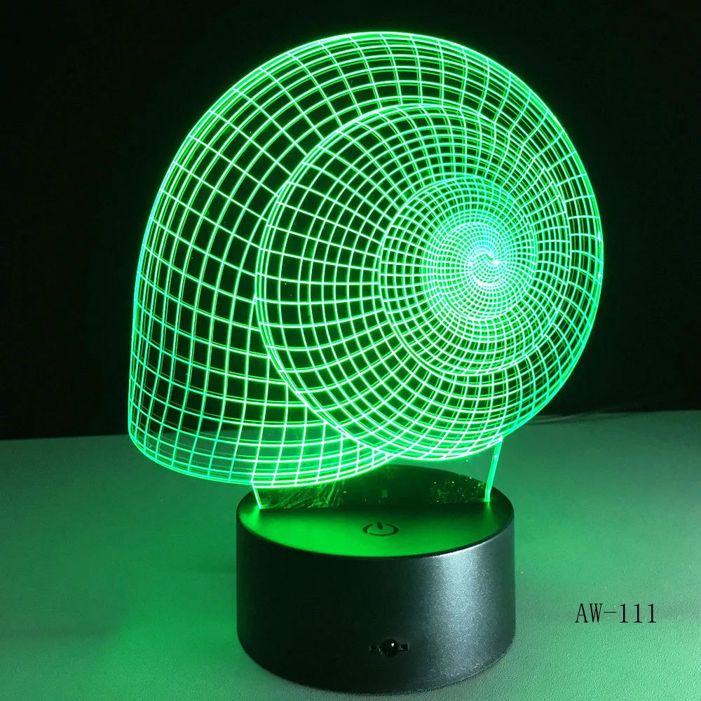 Snail Shell 3D lamp Visual Night Light LED Illusion Bedroom USB table Lam Color Changing As Home Decoration Dr AW-111 | Освещение