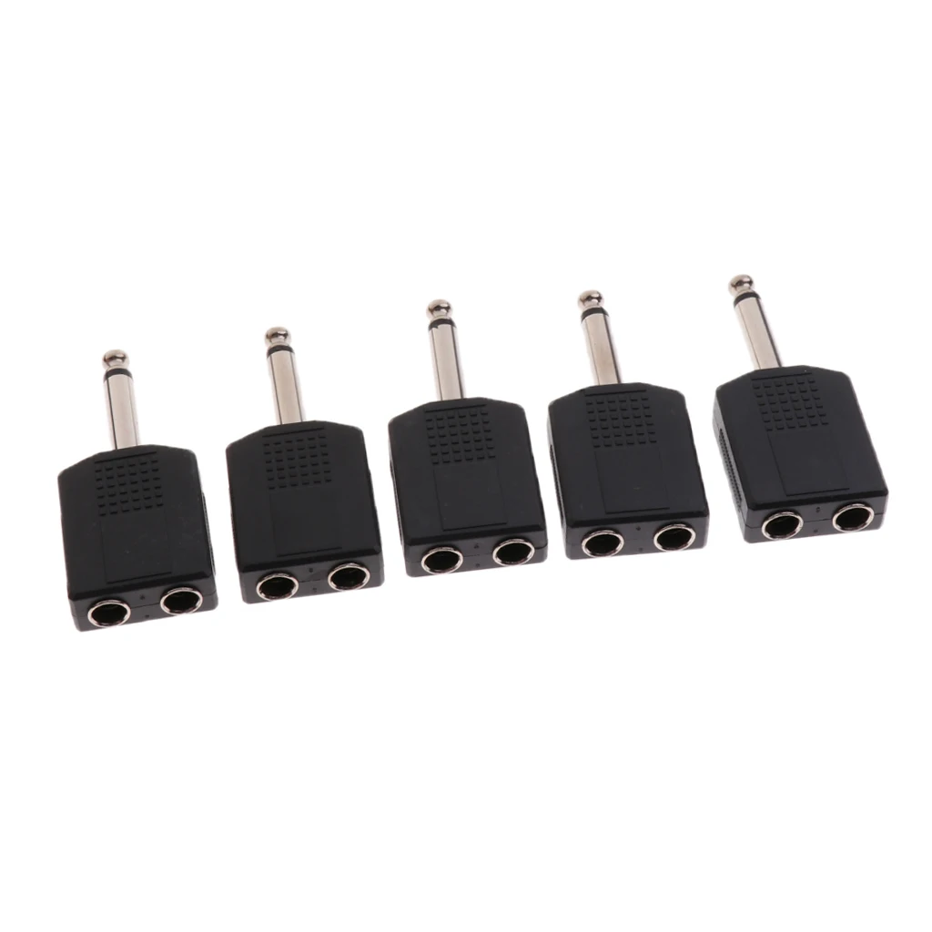 5x Mono 6.35mm/6.5mm Socket Guitar Mono Jack Plug Y Splitter Audio Adapter