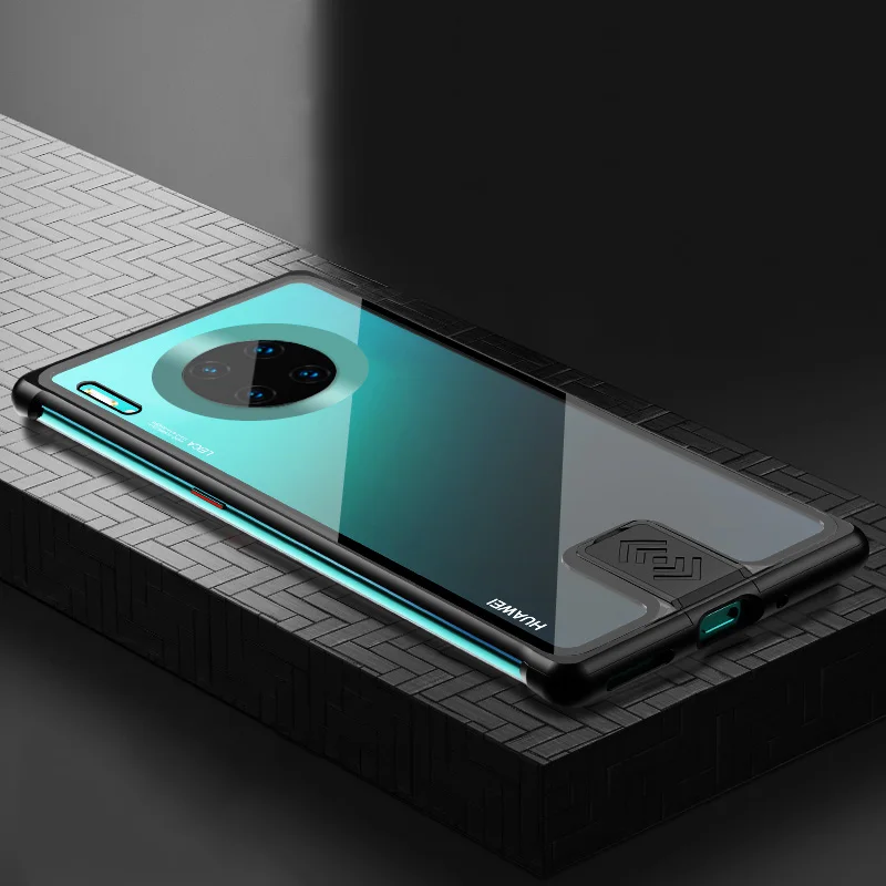 Новое поступление, чехол для телефона huawei mate 30 Pro, алюминиевый бампер, прозрачная задняя крышка из закаленного стекла