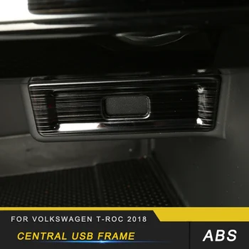 

Auto Car-styling Central USB Frame Cover Trim Stickers Covers Interior Accessories for Volkswagen T-ROC 2017-2020