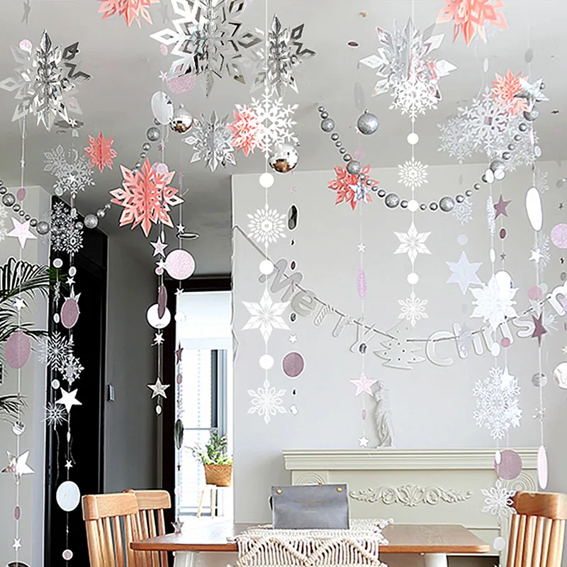 Frozen Party Decor 3D Artificial Snowflake Paper Garlands Navidad Ornaments Birthday Winter Christmas Decorations for Home | Дом и сад