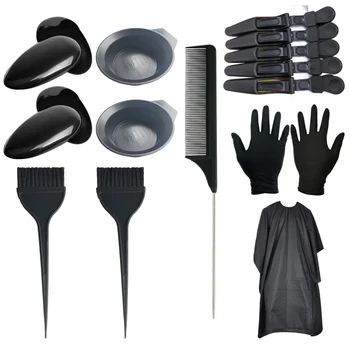 

1 Set/17pcs Simple Hair Coloring Tool Kit Practical DIY Dyeing Tool Set Portable Hair Tinting Tool for Home Barbershop