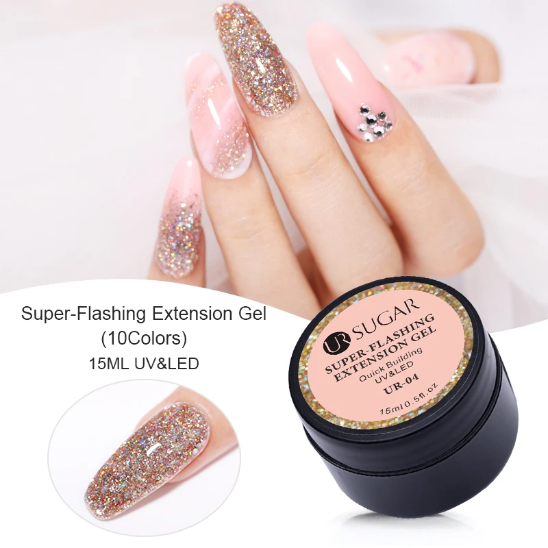 

UR SUGAR 15ml Sparkling Extension UV Gel Polish Shimmer High Hardness Extend Nail Art Tips Tools Builder UV Gel Varnish