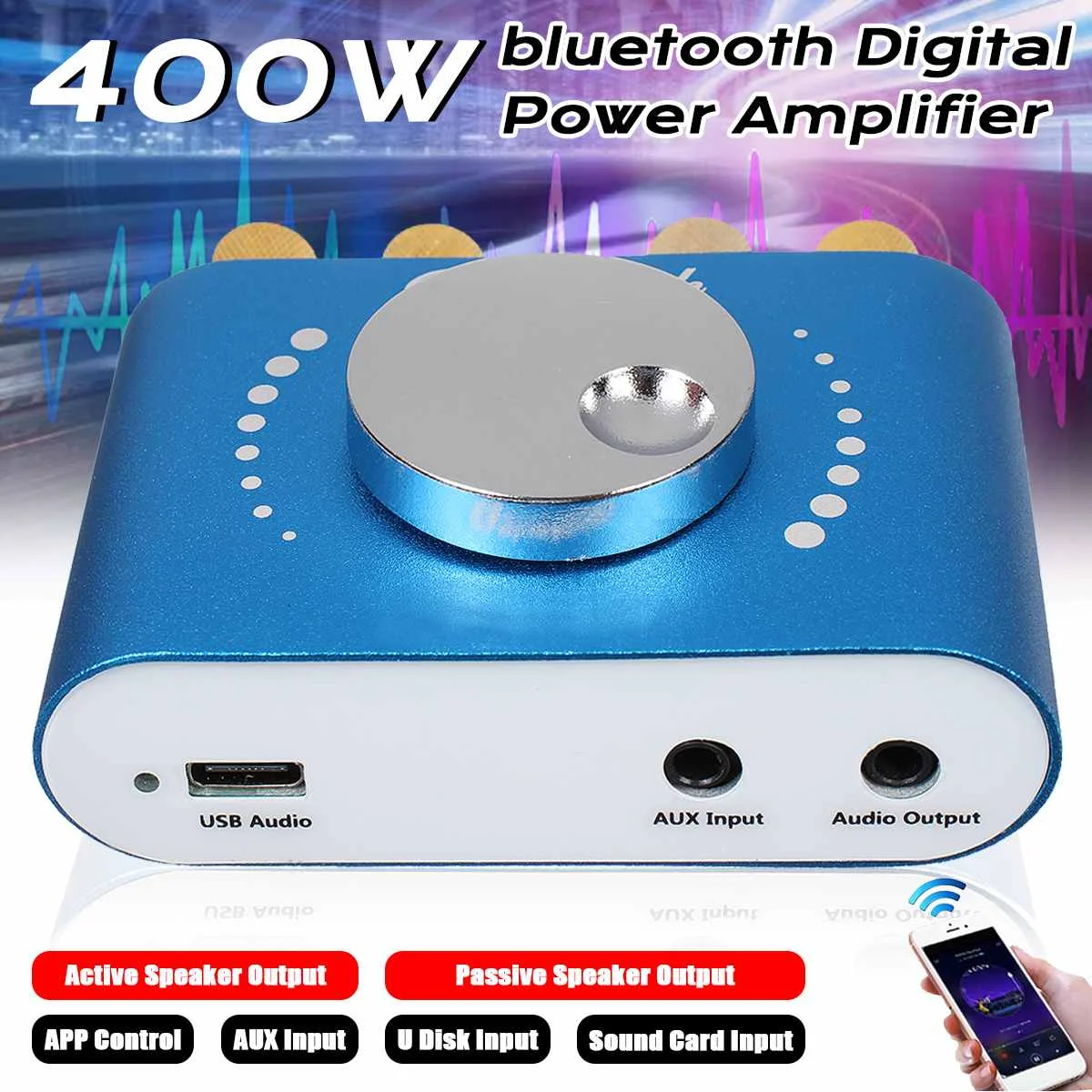 summing amplifier 200W+200W 12V/24V Mini bluetooth 5.0 Digital Amplifier Speaker Audio Power Class D HiFi Stereo USB Music Sound Card AMP Home Car power amplifier