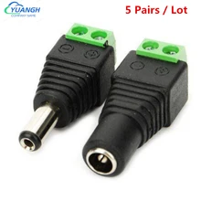 

5 Pair 5 Pcs Female + 5 Pcs Male DC Connector 2.1 * 5.5mm Power Jack Adapter Plug Cable Connector For LED Strip CCTV Camera